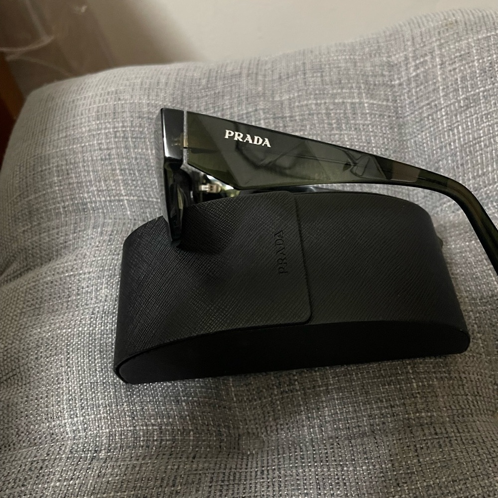 Authentic Prada Olive green Gloss Sunglasses with Matching Black Case